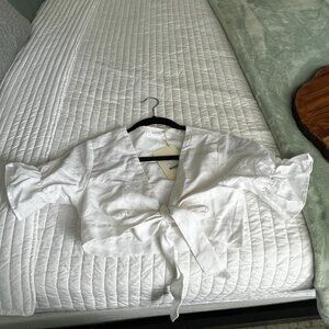Peppermayo White Linen Luxembourg Crop Top